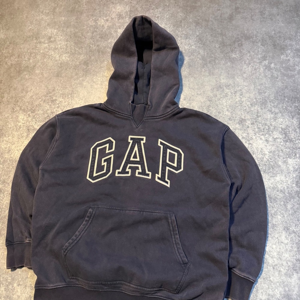 GAP Kids Hoodie Pullover Navy Blue Logo Graphic Size 12